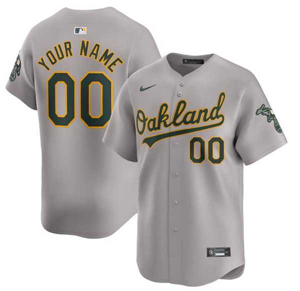 Men's Oakland Athletics Active Player Custom Gray Away Limited Stitched Jersey-0